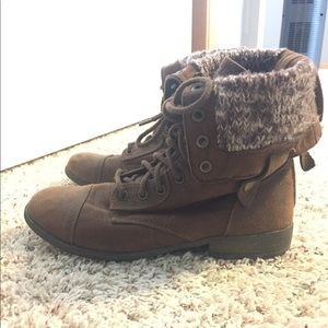 Brown combat boots